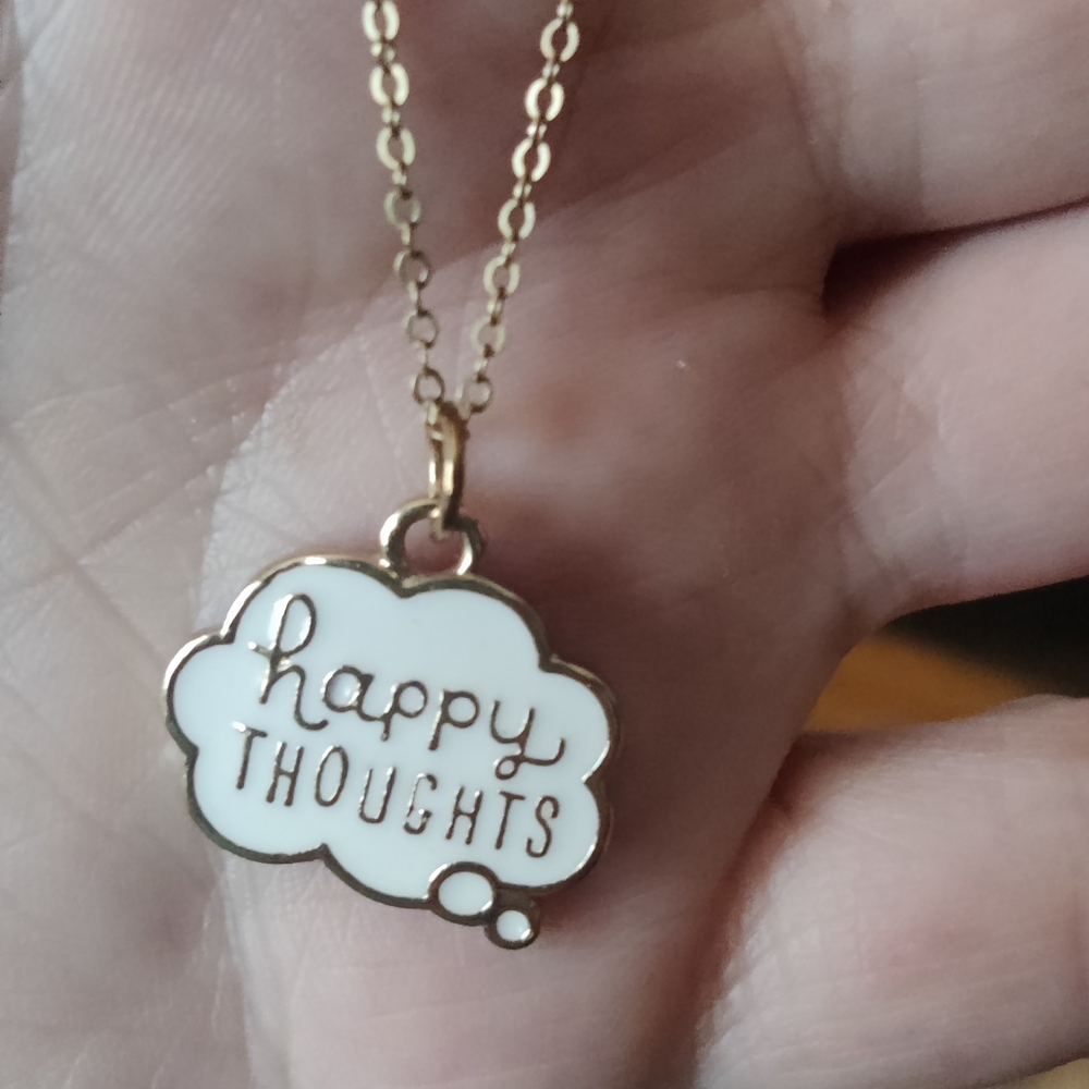 ⭐3 For $21⭐Gold and White 'Happy Thoughts' Pendant Necklace